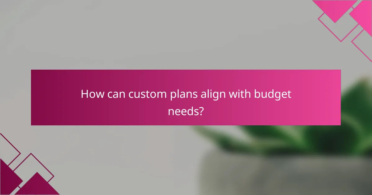 How can custom plans align with budget needs?
