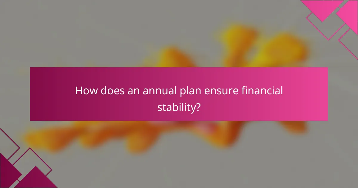 How does an annual plan ensure financial stability?