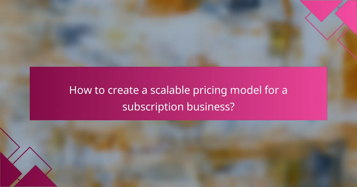 How to create a scalable pricing model for a subscription business?