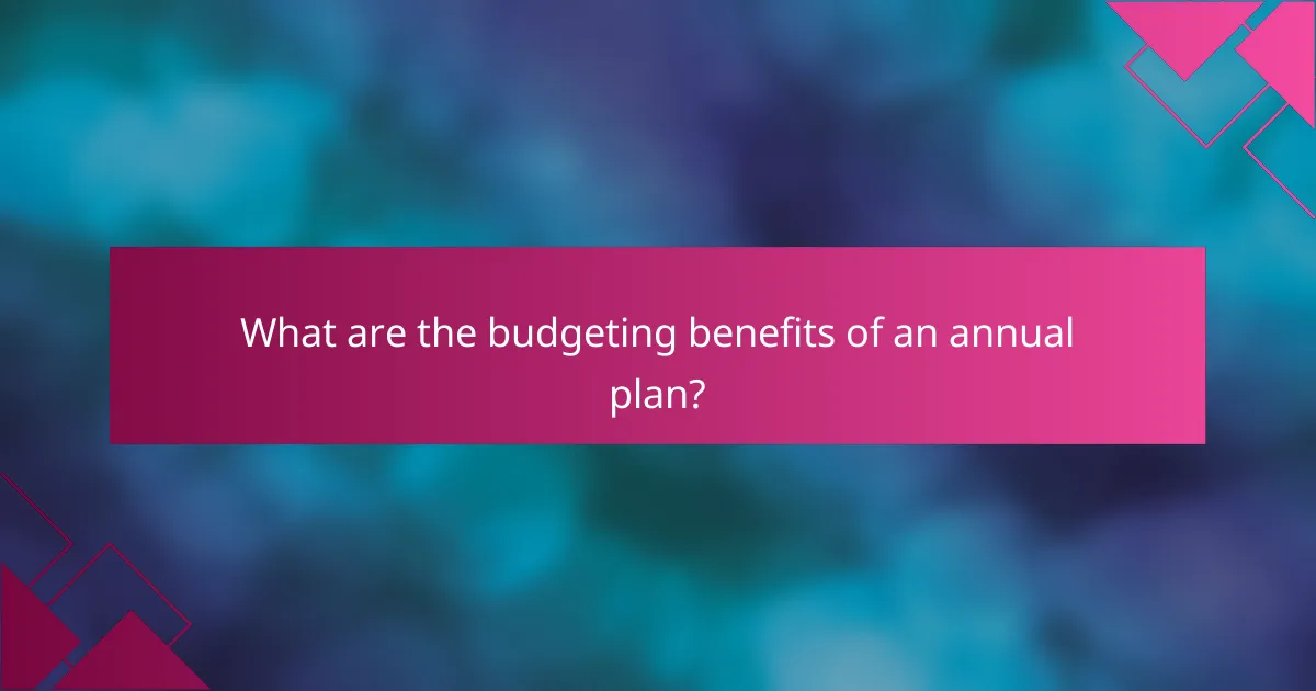 What are the budgeting benefits of an annual plan?