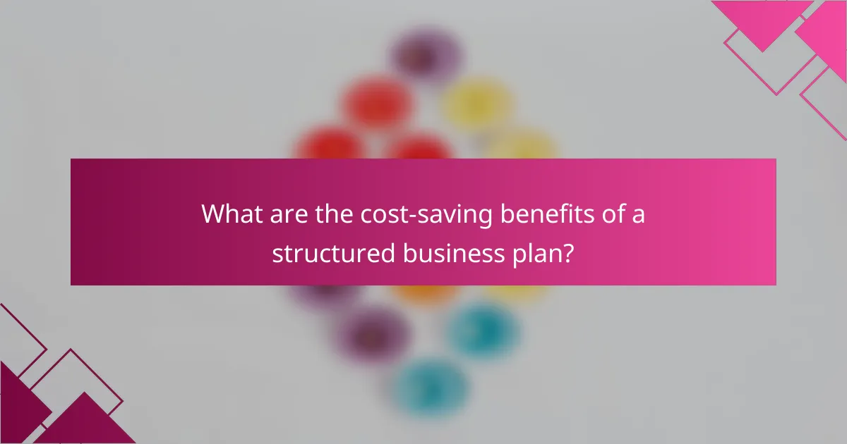 What are the cost-saving benefits of a structured business plan?