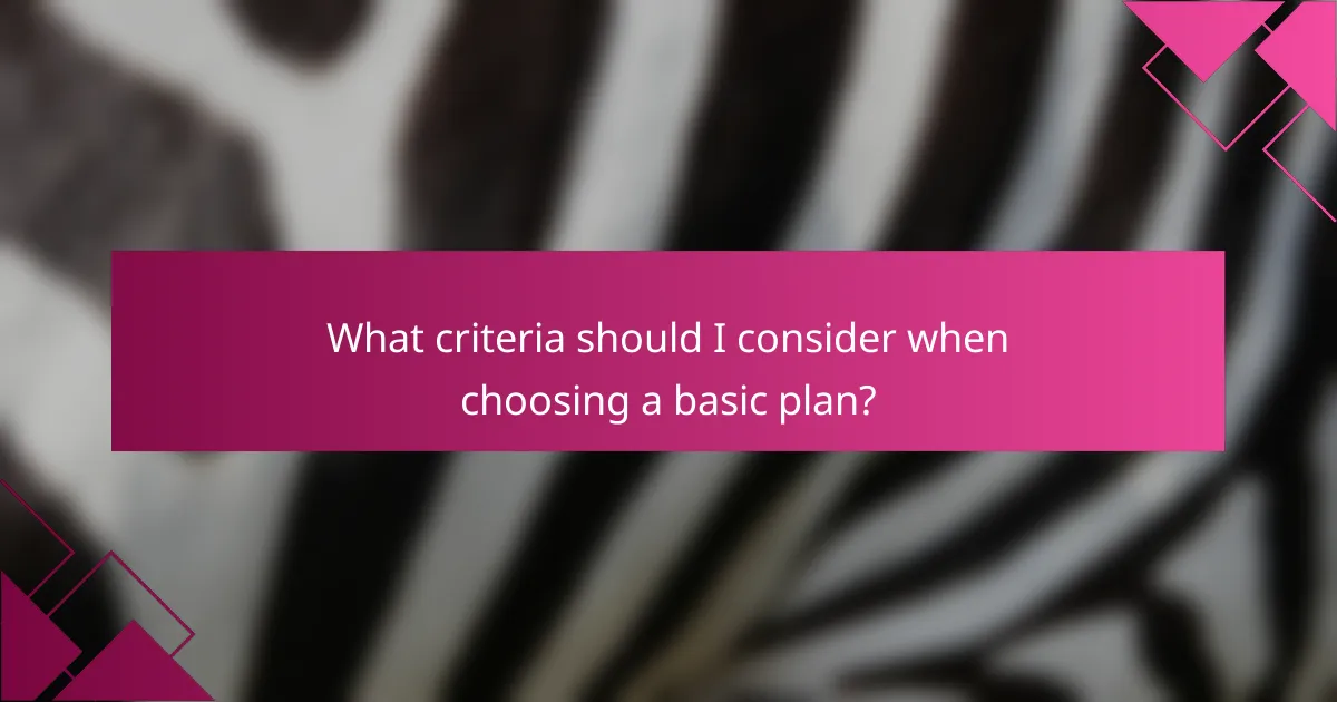 What criteria should I consider when choosing a basic plan?