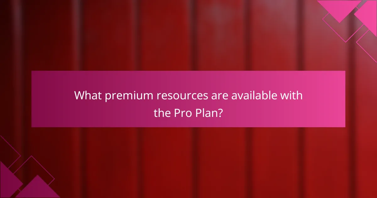 What premium resources are available with the Pro Plan?